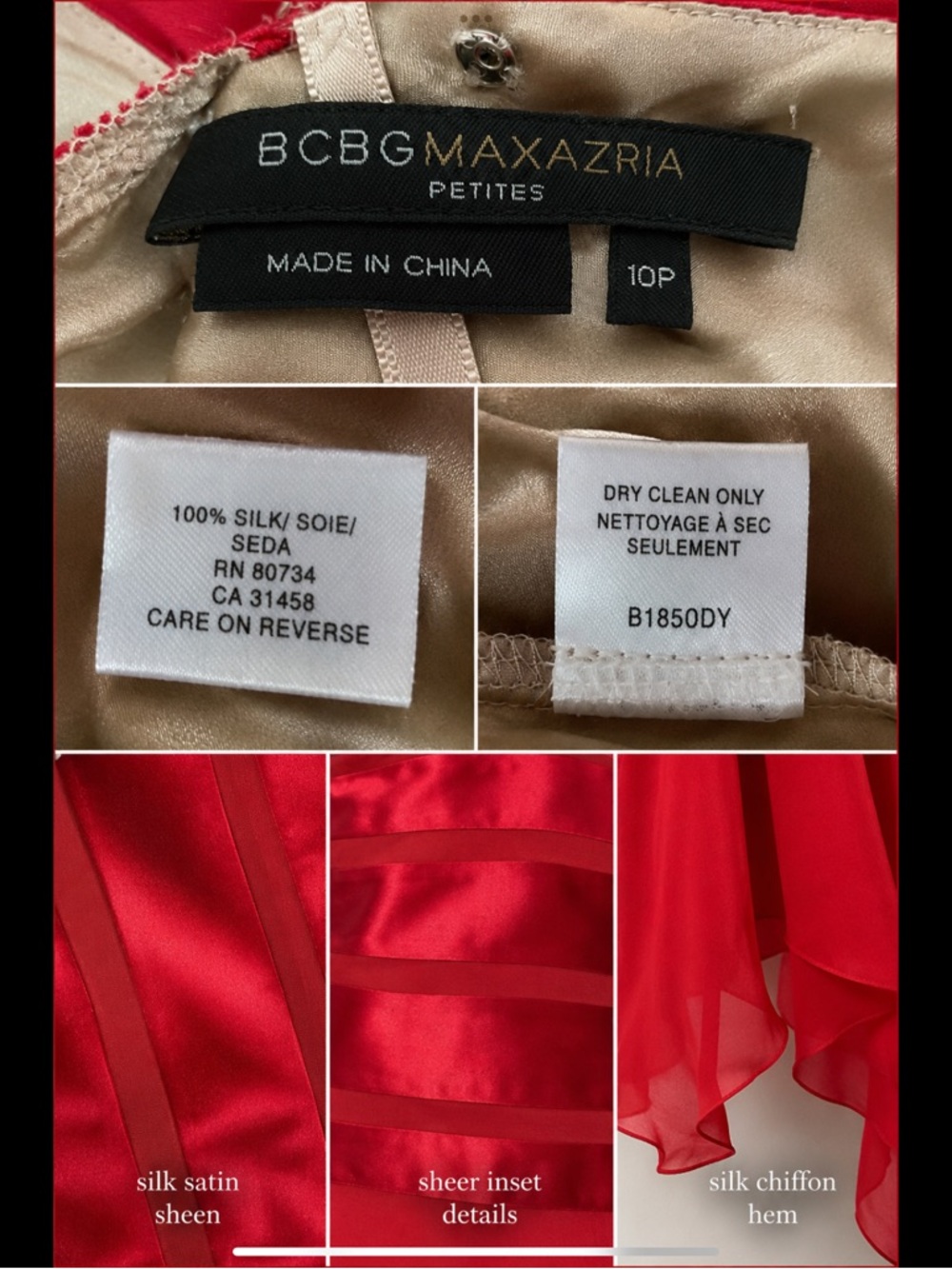 BCBGMAXAZRIA Pure Silk Halter Dress Red Y2K Glam Cocktail Evening Dress 10P - Picture 10 of 16